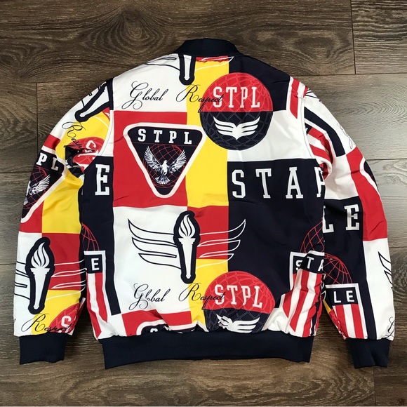 Staple Pigeon Global Respect 1997 Men’s Olympic Trophy Reversible Bomber Jacket - Picture 2 of 9